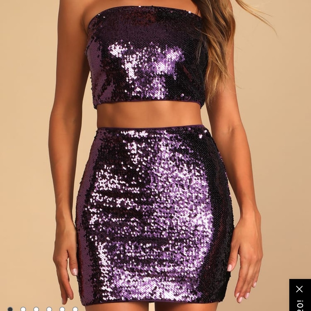 Lulu's Purple Sequin Strapless Dress